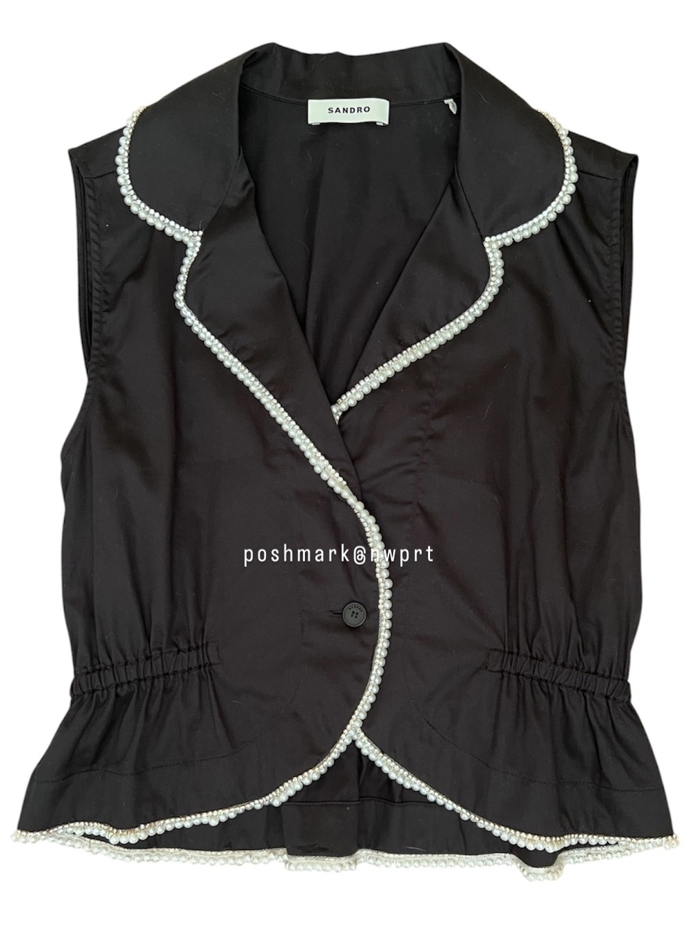NWT ✨ SANDRO Beaded Blouse Tank Top Shirt Black XS 34 0 - Picture 4 of 10
